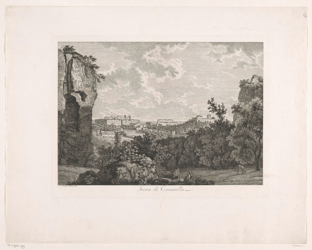 Caracallas bade Terme di Caracalla (titel på objekt) Malerisk ætsede brochurer fra Italien (serietitel) af Albert Christoph Dies