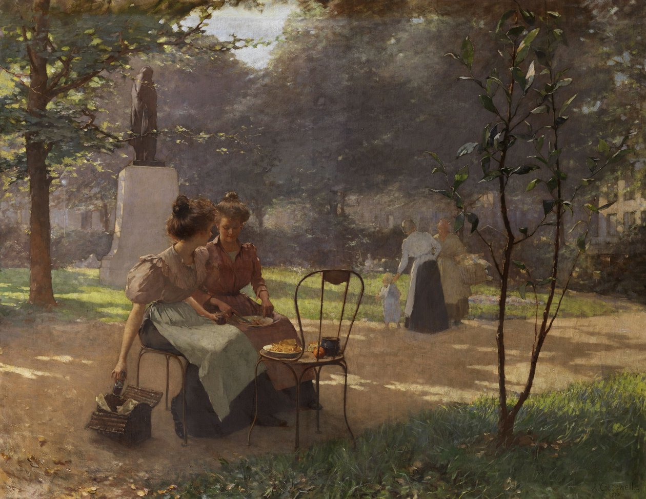 To unge piger i parken af Albert Cresswell
