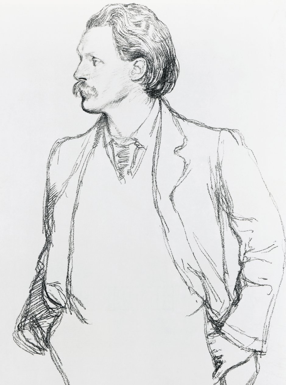 Portræt af George Gissing, engelsk romanforfatter af Albert Daniel Rutherston