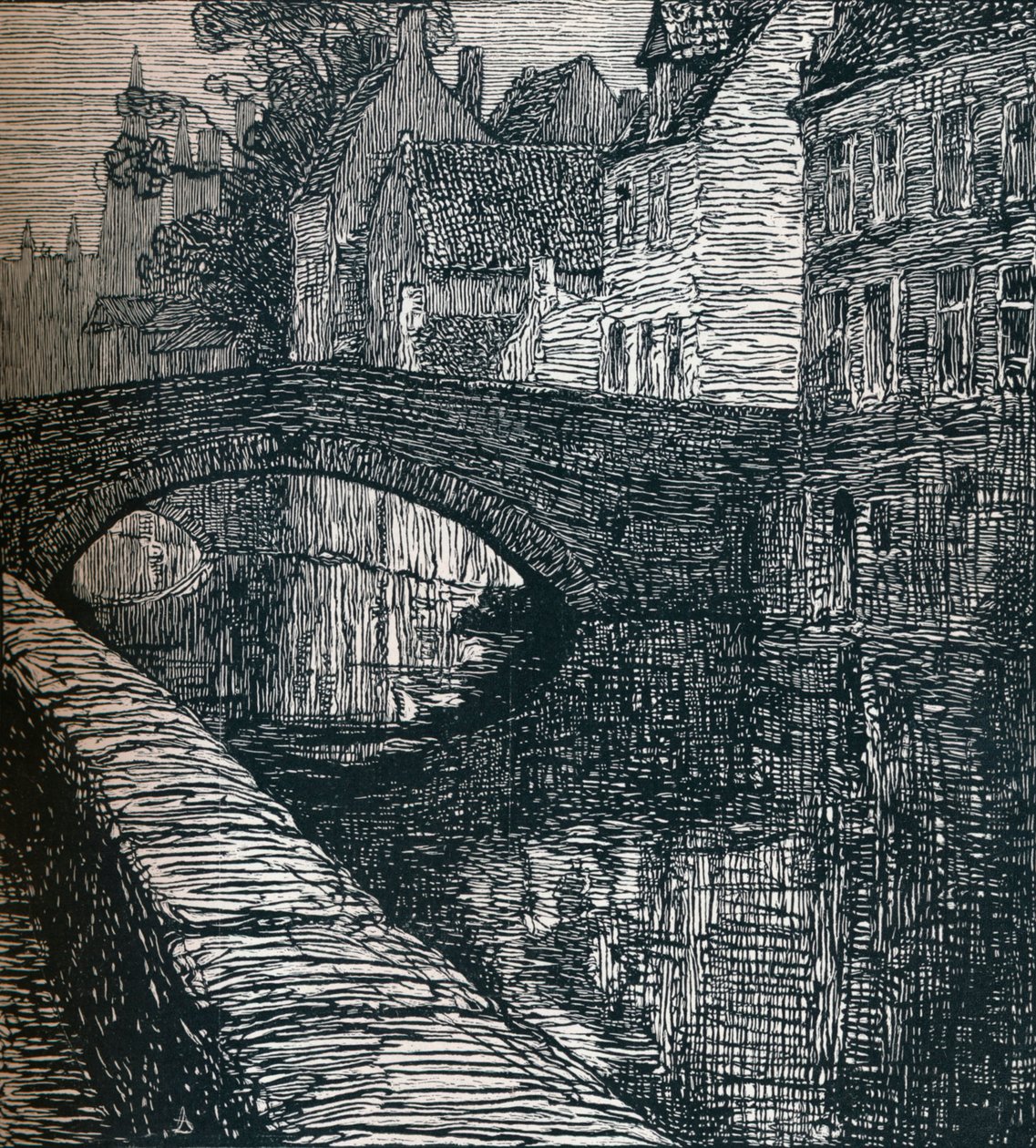 Brugge: Le Quai Vert Den Grønne Kaj, 1916, 1917 af Albert Delstanche