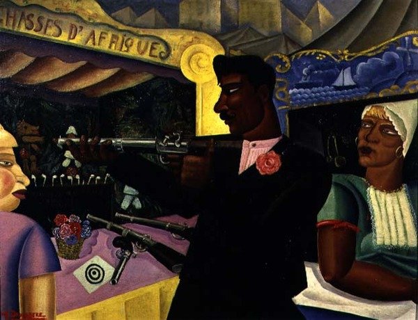 Afrikansk skydning, ca. 1928 (olie om bord) af Albert Droesbeke