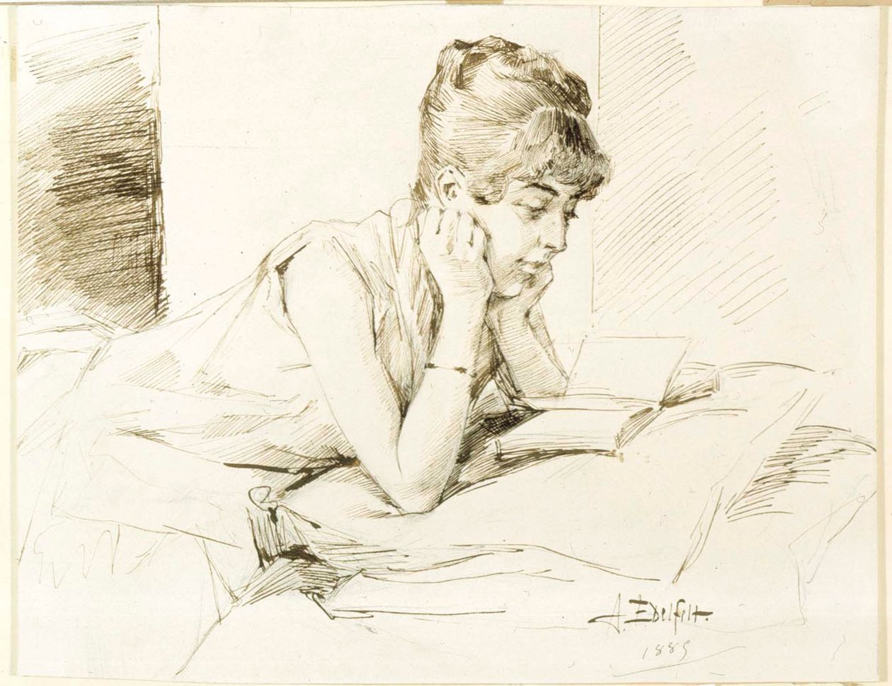 En ung kvinde, der læser af Albert Edelfelt
