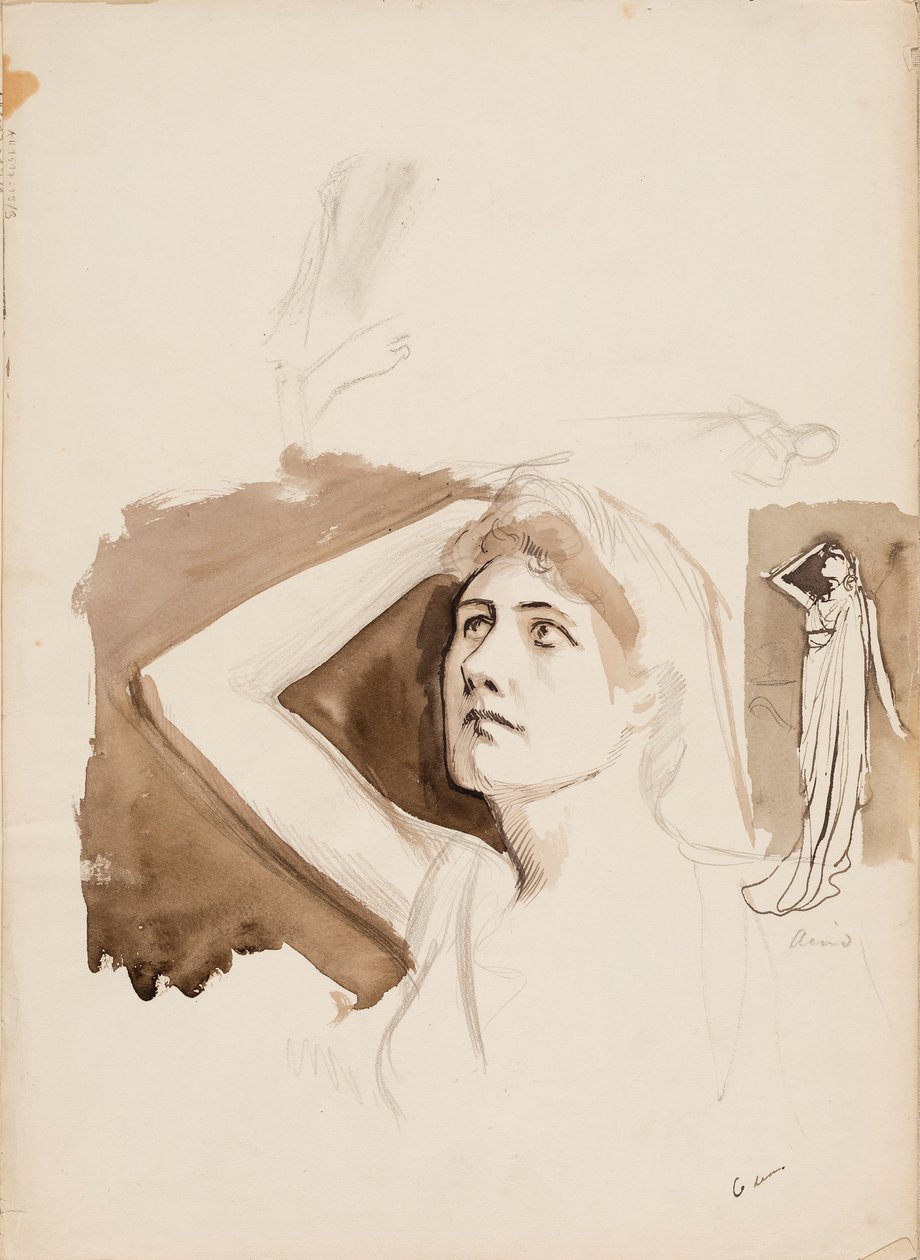 Aino Ackté som Alcestis, skitse af Albert Edelfelt
