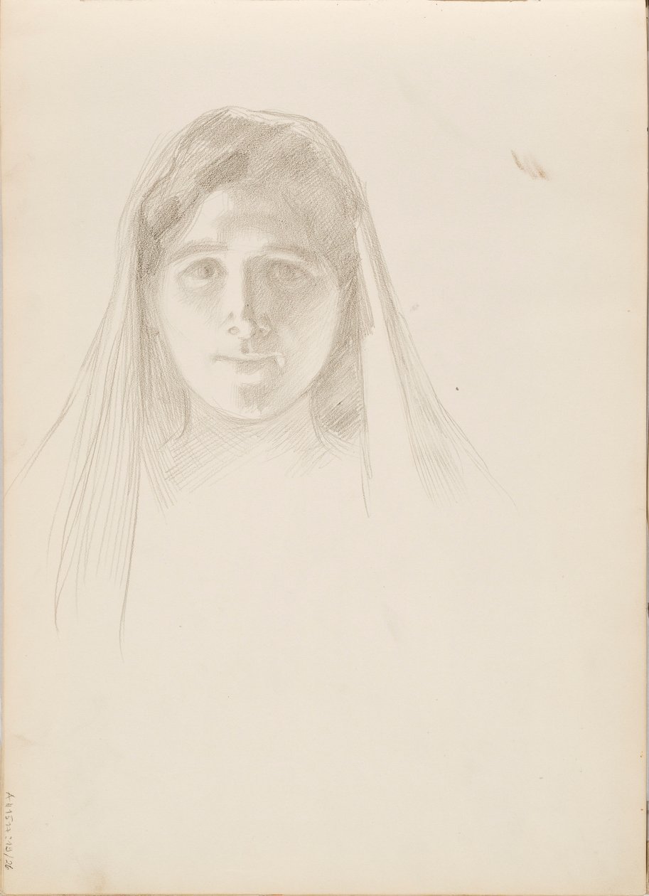 Aino Ackté som Alcestis, skitse af ansigtet af Albert Edelfelt