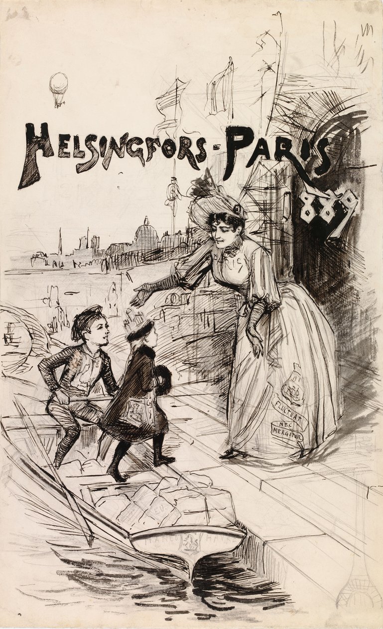 Forsideillustration til kunstpublikationen »Helsingfors – Paris 1889« af Albert Edelfelt