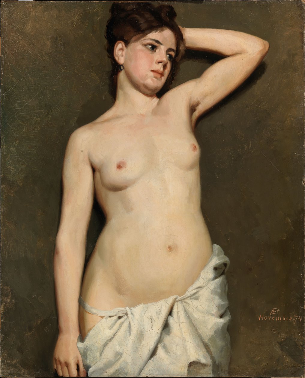Kvindelig nøgenmodel, akademistudie af Albert Edelfelt