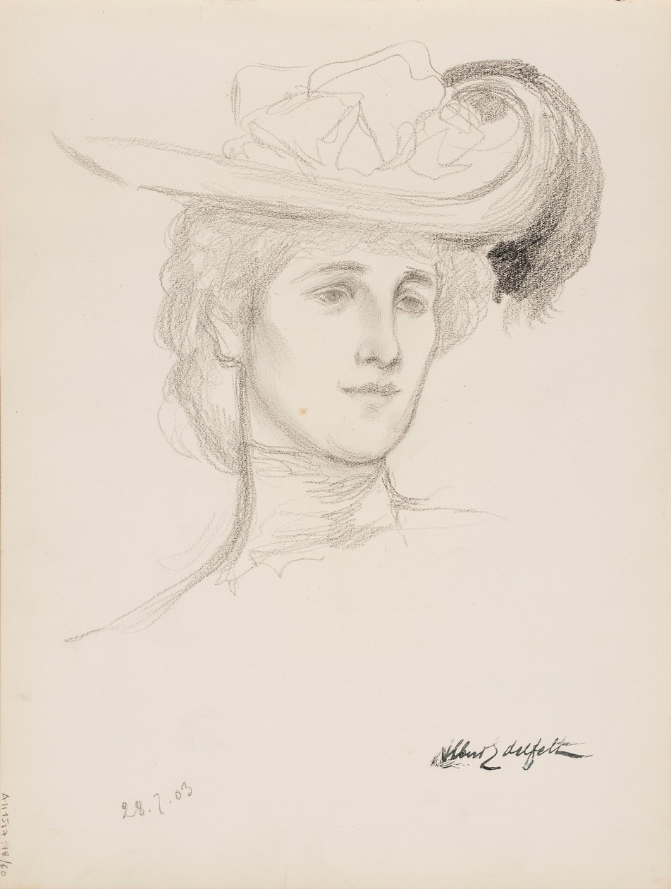 Kvinde med hat (Mme Flore Deschamps) af Albert Edelfelt