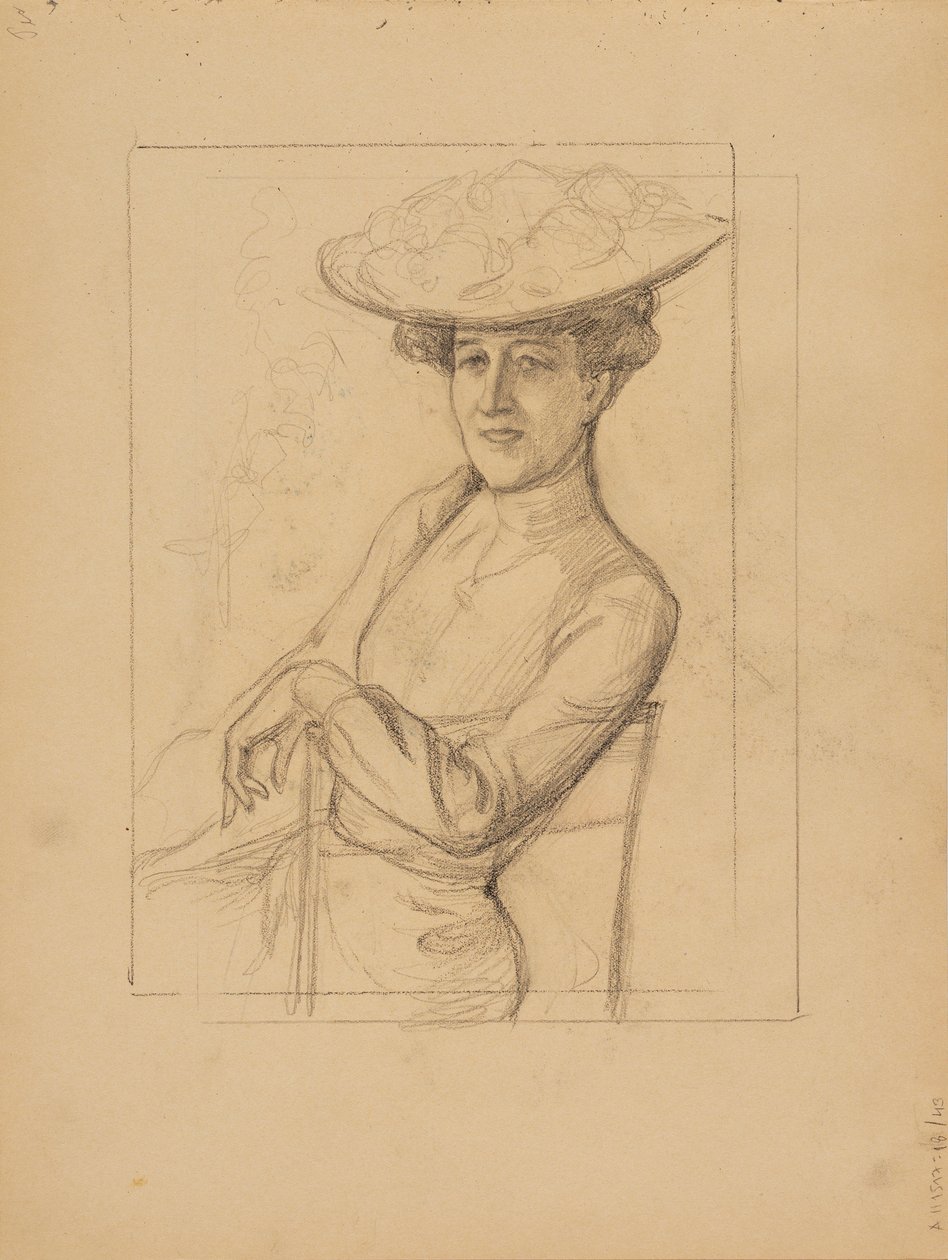 Siddende kvinde med hat af Albert Edelfelt