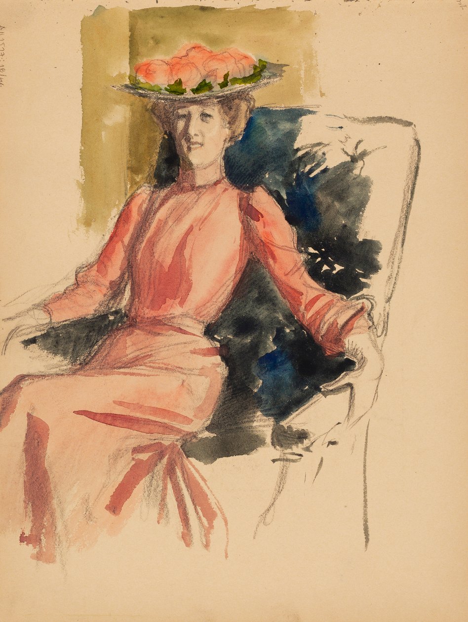 Siddende kvinde med hat af Albert Edelfelt