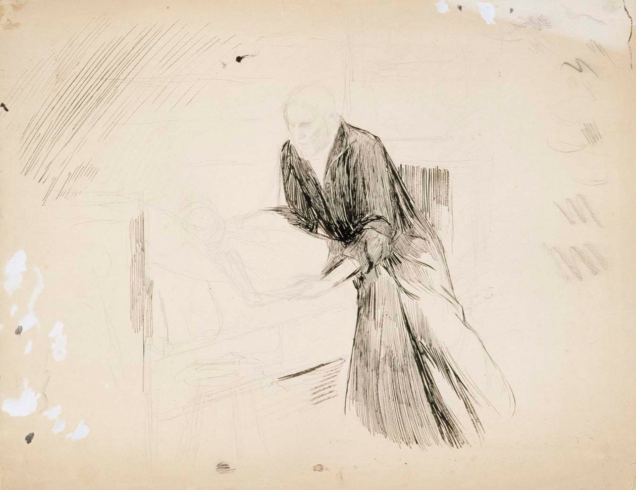Dame, der ligger på puder af Albert Edelfelt