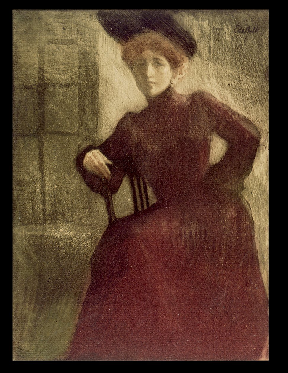 Damen i rødt, Kvinden i den røde kjole (Miss Perrot) af Albert Edelfelt