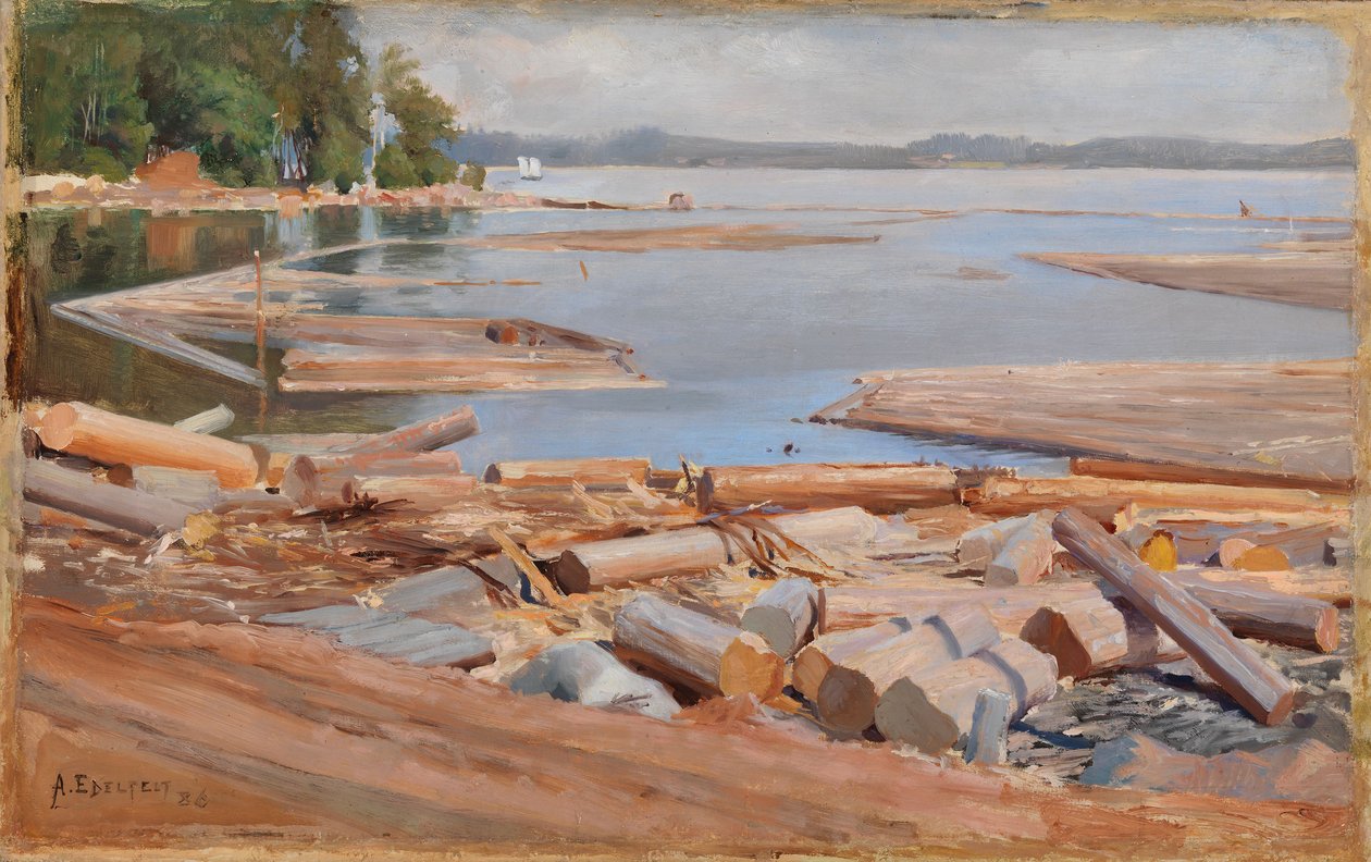 Tømmerflåde af Albert Edelfelt