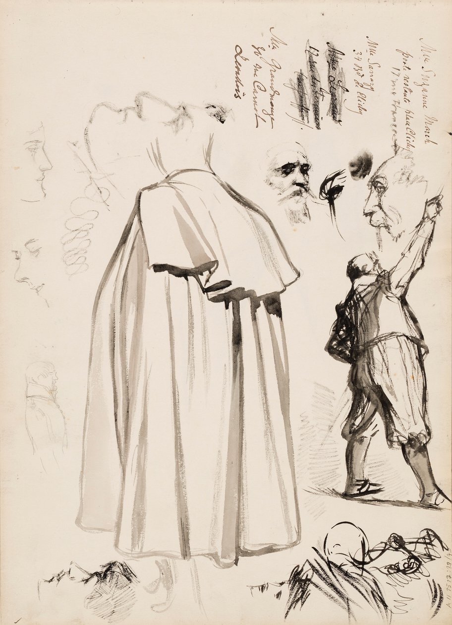 Mandlige figurer, ansigter af Albert Edelfelt