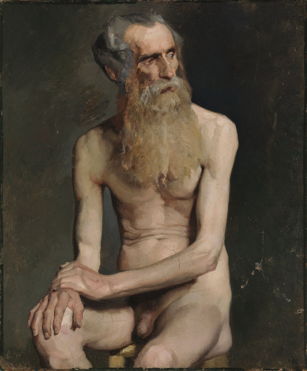 Siddende gammel mand, akademistudie af Albert Edelfelt