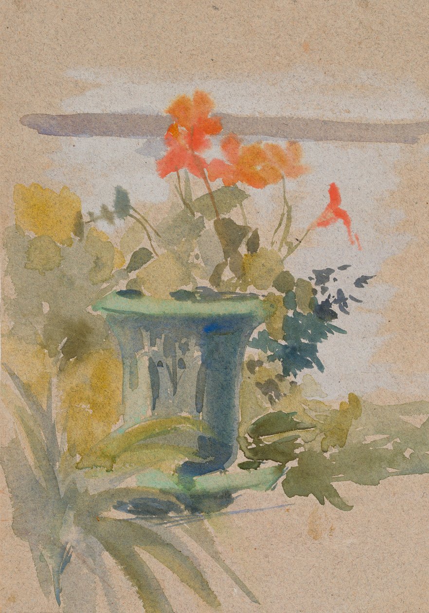 Pelargonier på terrassen af Albert Edelfelt