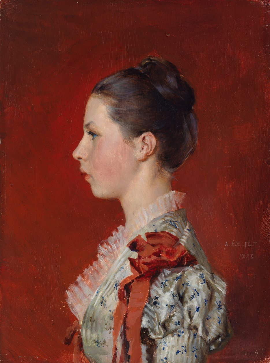 Portræt af kunstnerens søster Annie Edelfelt af Albert Edelfelt