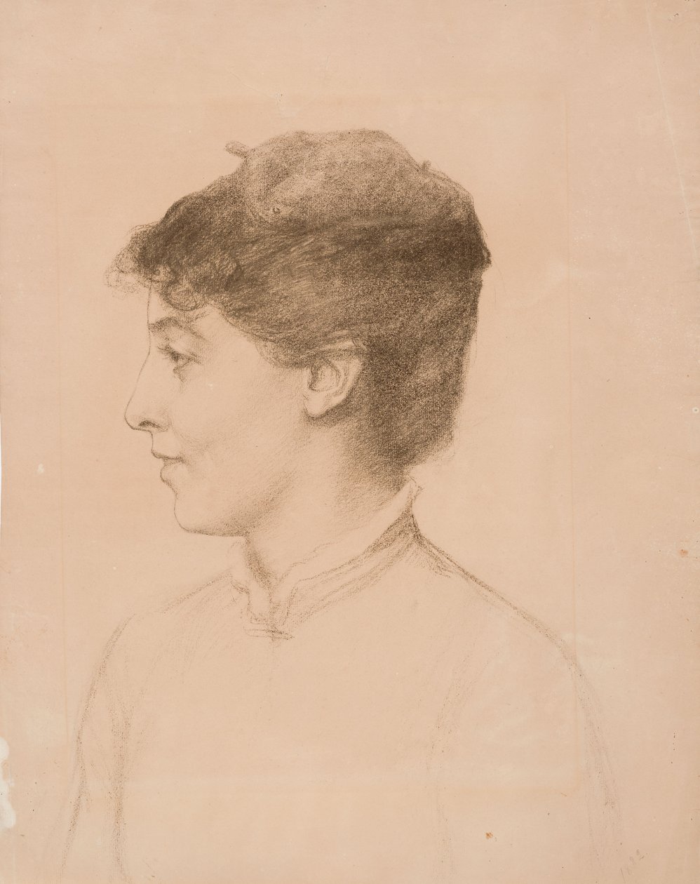 Portræt af kunstnerens hustru Ellan Edelfelt, set i profil af Albert Edelfelt