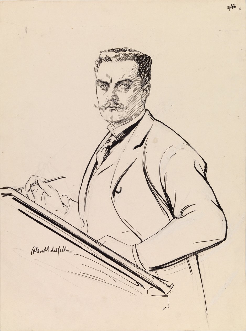 Selvportræt ved skrivebordet af Albert Edelfelt