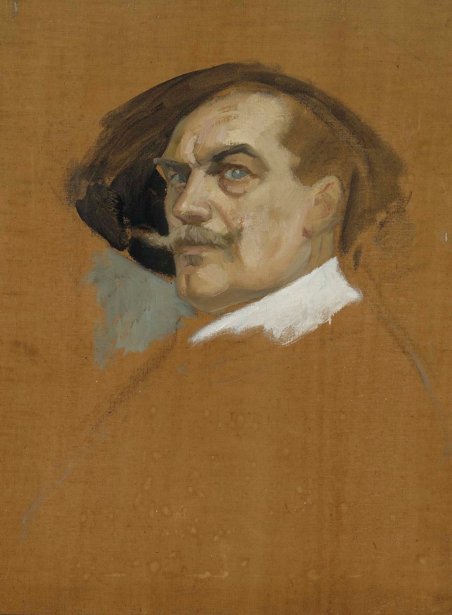 Selvportræt i en kjole fra det 17. århundrede, studie af Albert Edelfelt