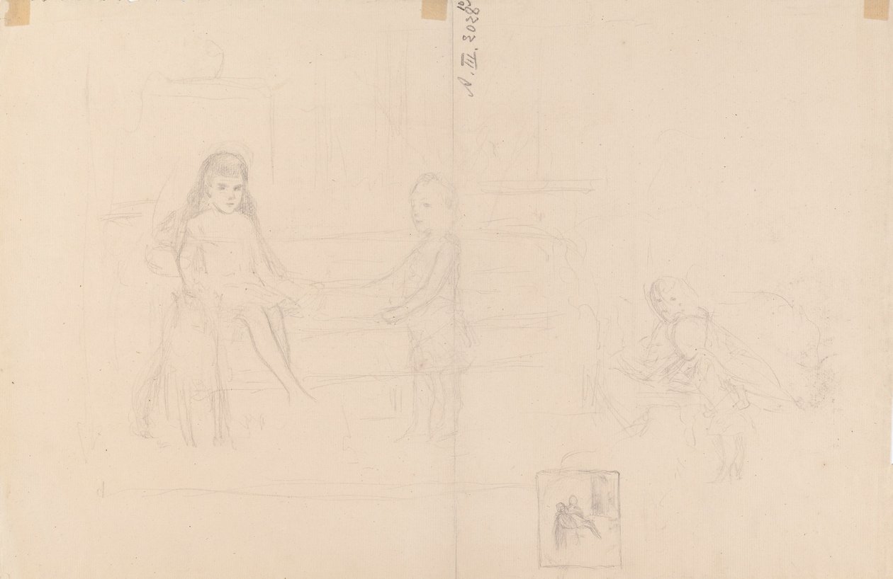 Tegning af Michael og Xenia, børn af tsar Alexander III af Albert Edelfelt