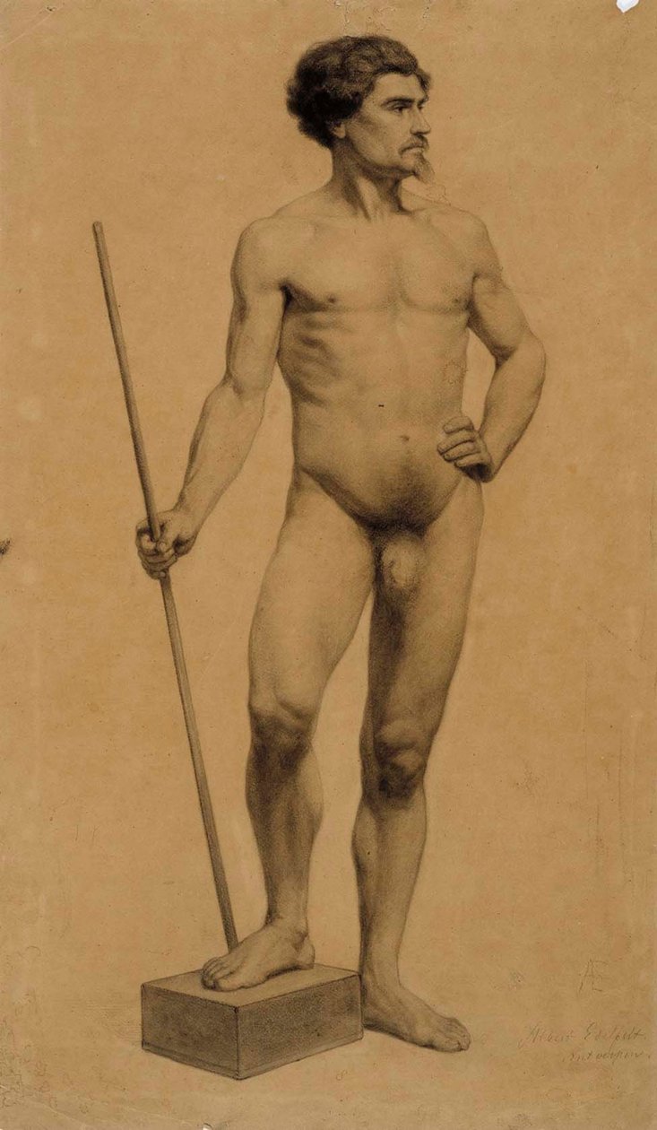 Stående nøgen mand, akademistudie af Albert Edelfelt
