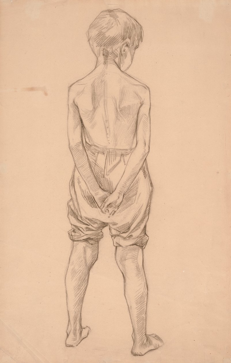 Stående ung dreng, studie til drengene, der leger på stranden af Albert Edelfelt