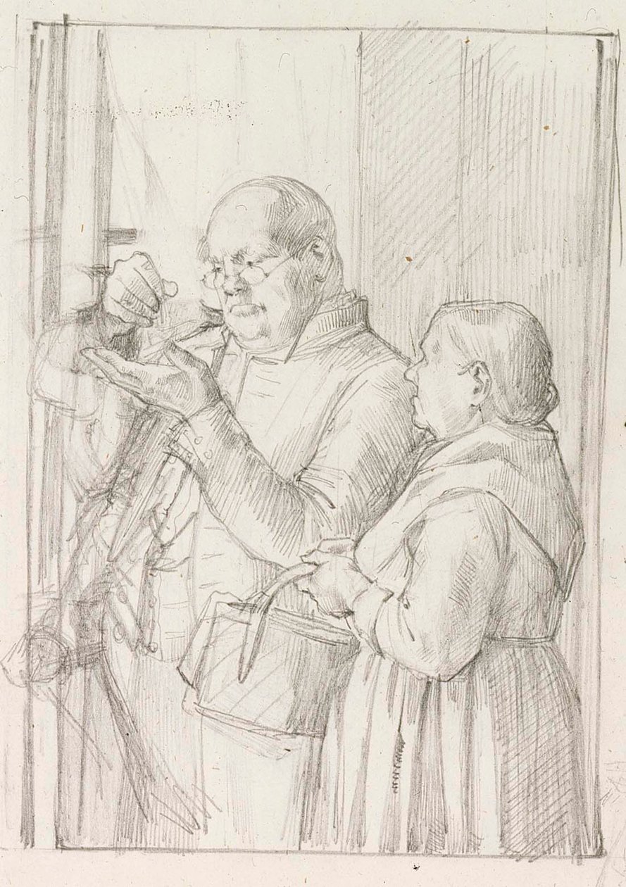Studie til illustrationen af det lille geni af Albert Edelfelt