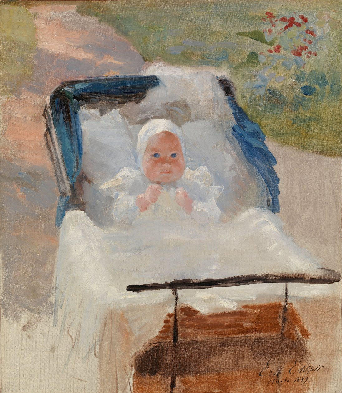 Kunstnerens søn Erik i en barnevogn af Albert Edelfelt