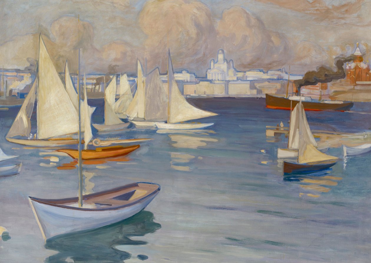 Nyländska Jaktklubben Harbour i Helsinki af Albert Edelfelt