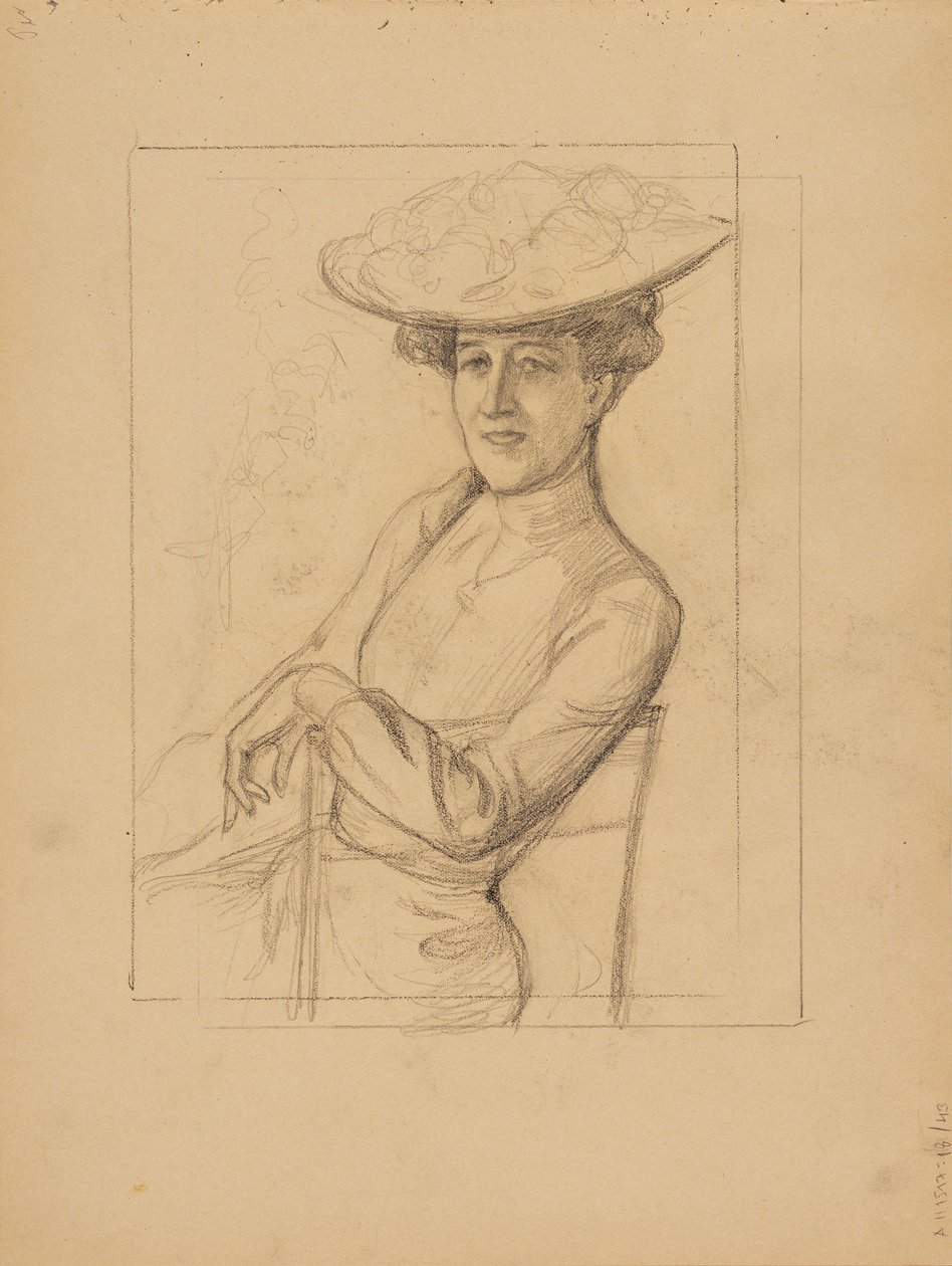 Siddende kvinde med hat af Albert Edelfelt