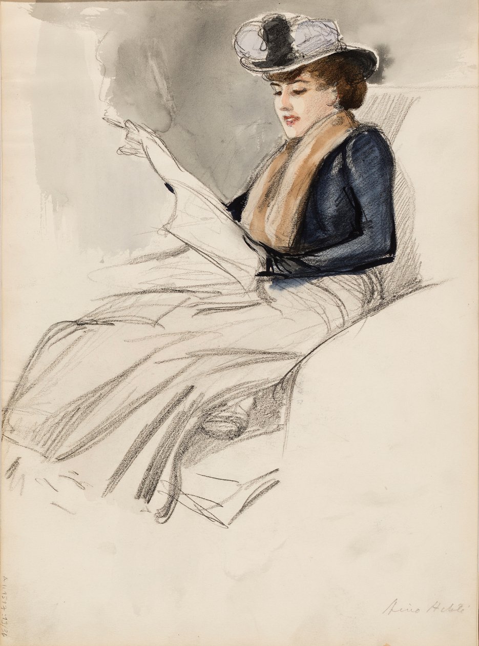 Siddende kvinde, Aino Ackté af Albert Edelfelt