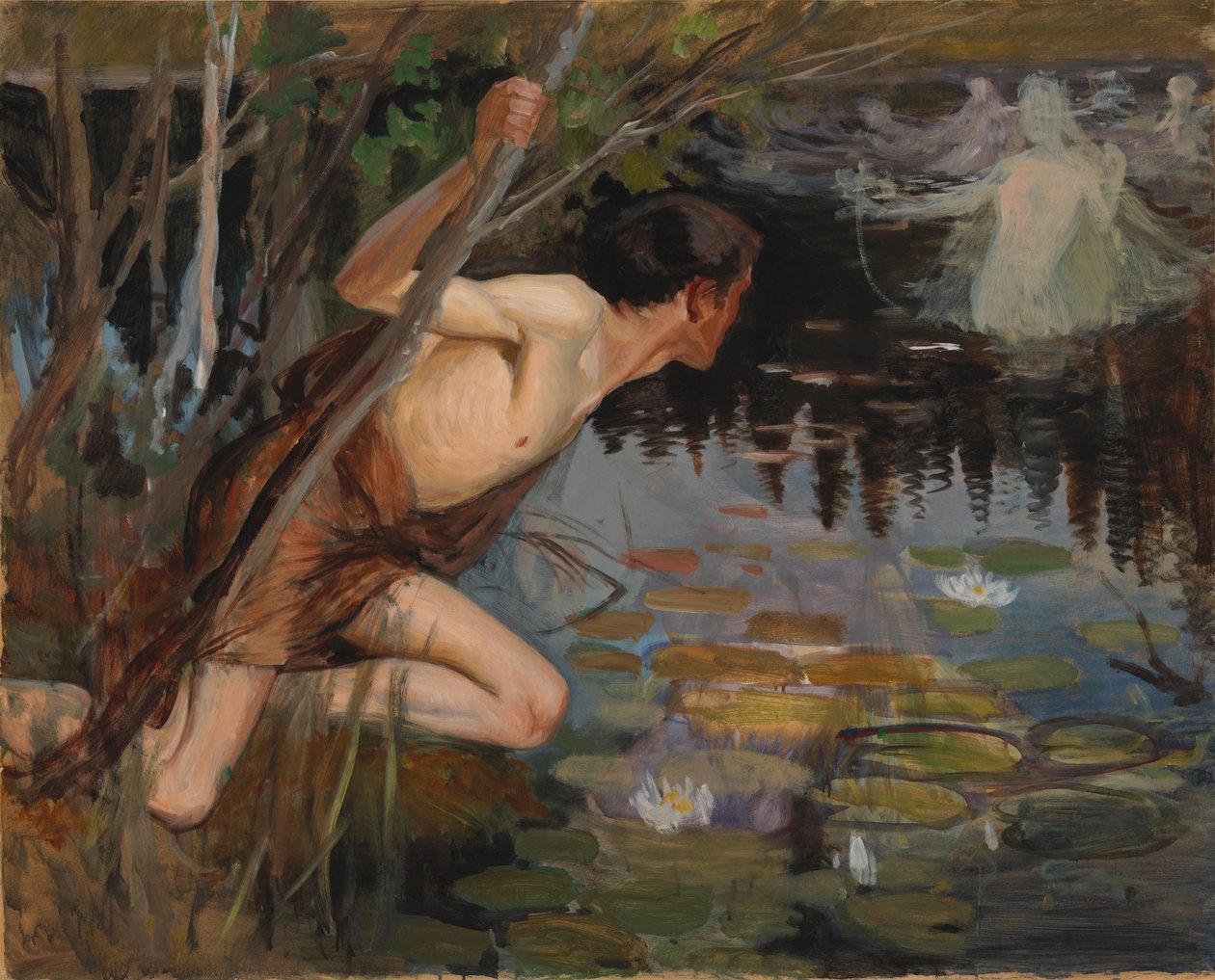 Ungdom og en havfrue, skitse af Albert Edelfelt