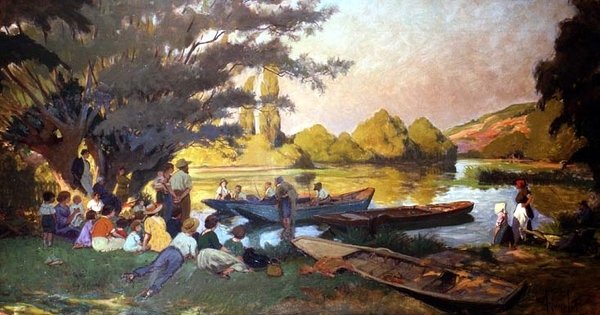 Picnic scene af Albert Edouard Puyplat