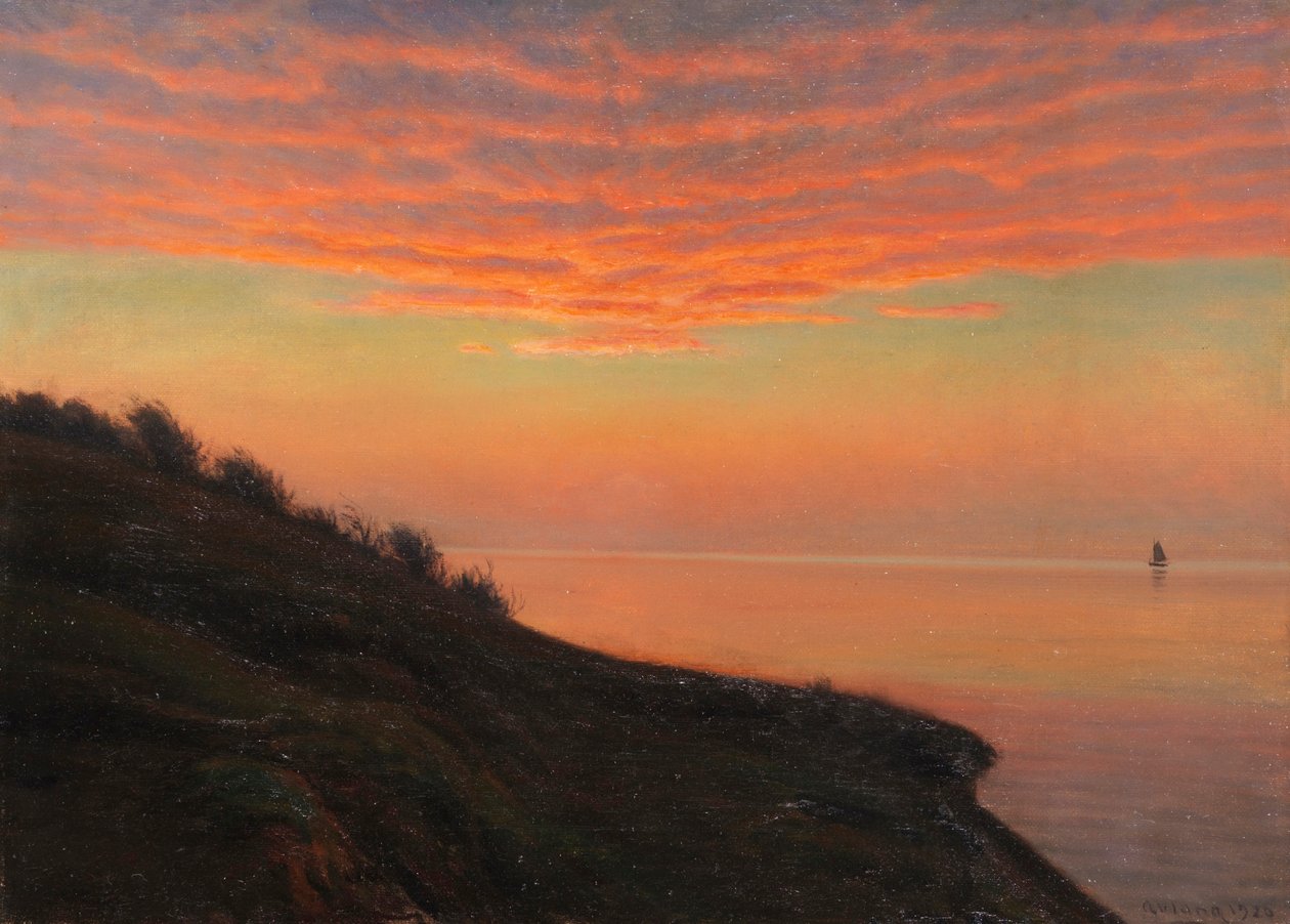 Aftenstemning ved den danske kyst, 1920. af Albert Edvard Wang