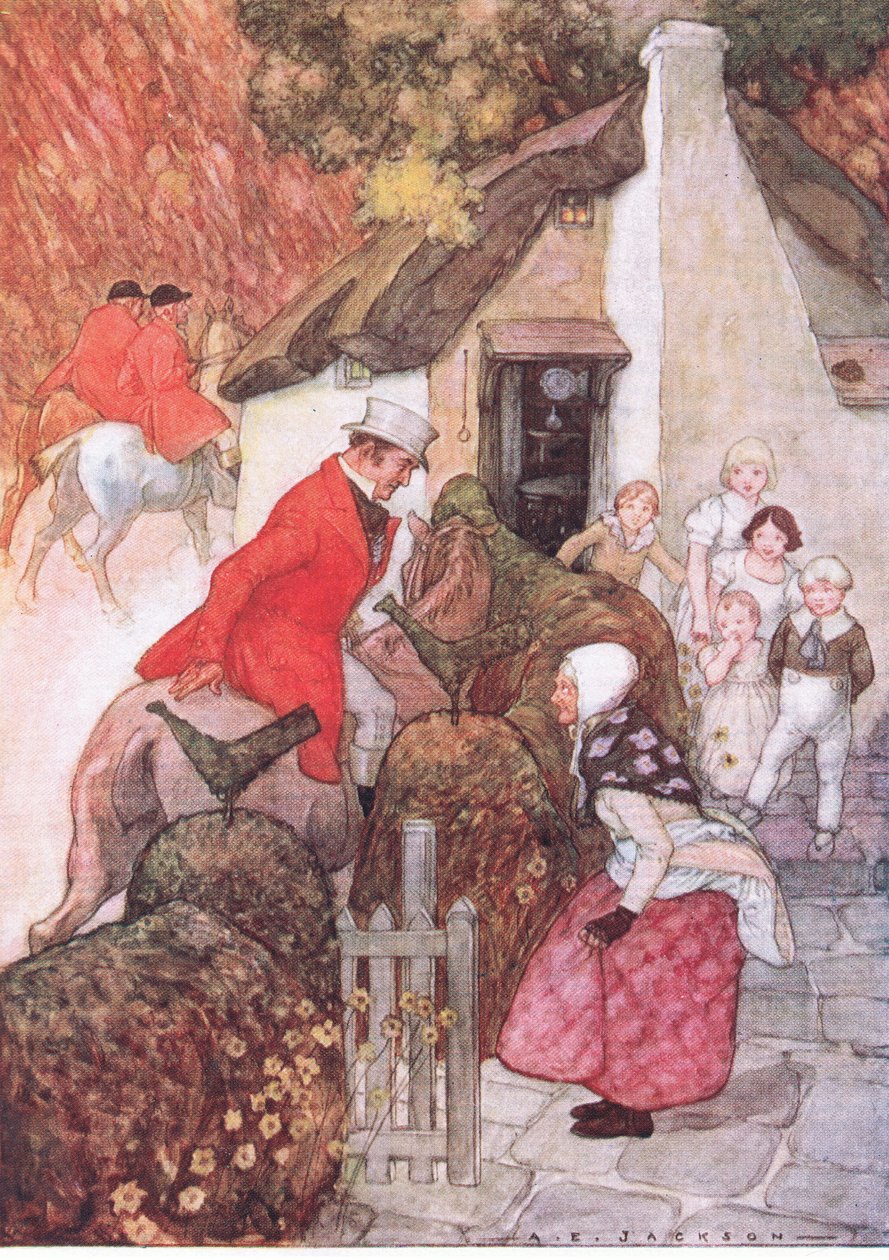 Da hun så Sir John, bøjede hun sig meget lavt, fra The Water Babies pub. af Humphrey Milford Oxford University Press, ca. 1930 (farve litho) af Albert Edward Jackson