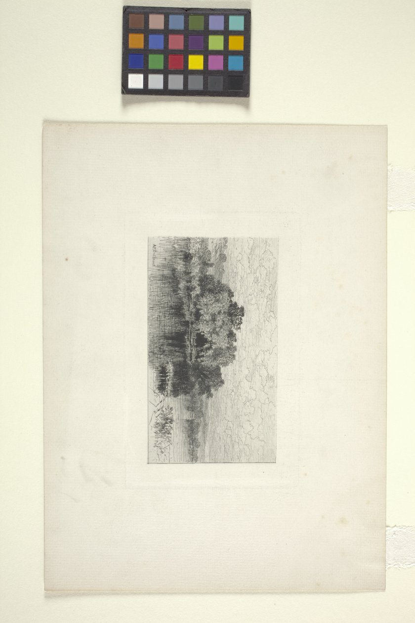 Landskab med sø (blæk) af Albert Fitch Bellows