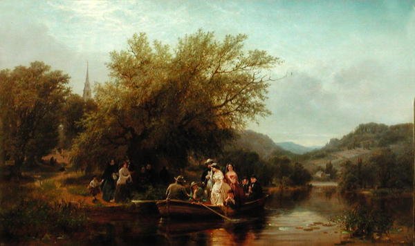 Livets dag eller tre gange på tværs af floden: middag, bryllupsfesten, ca. 1865 (olie på lærred) af Albert Fitch Bellows