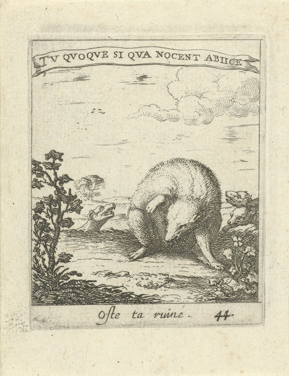 Grævling undslipper ulve Moralizing Love Emblems (serietitel) Devises et emblesmes d