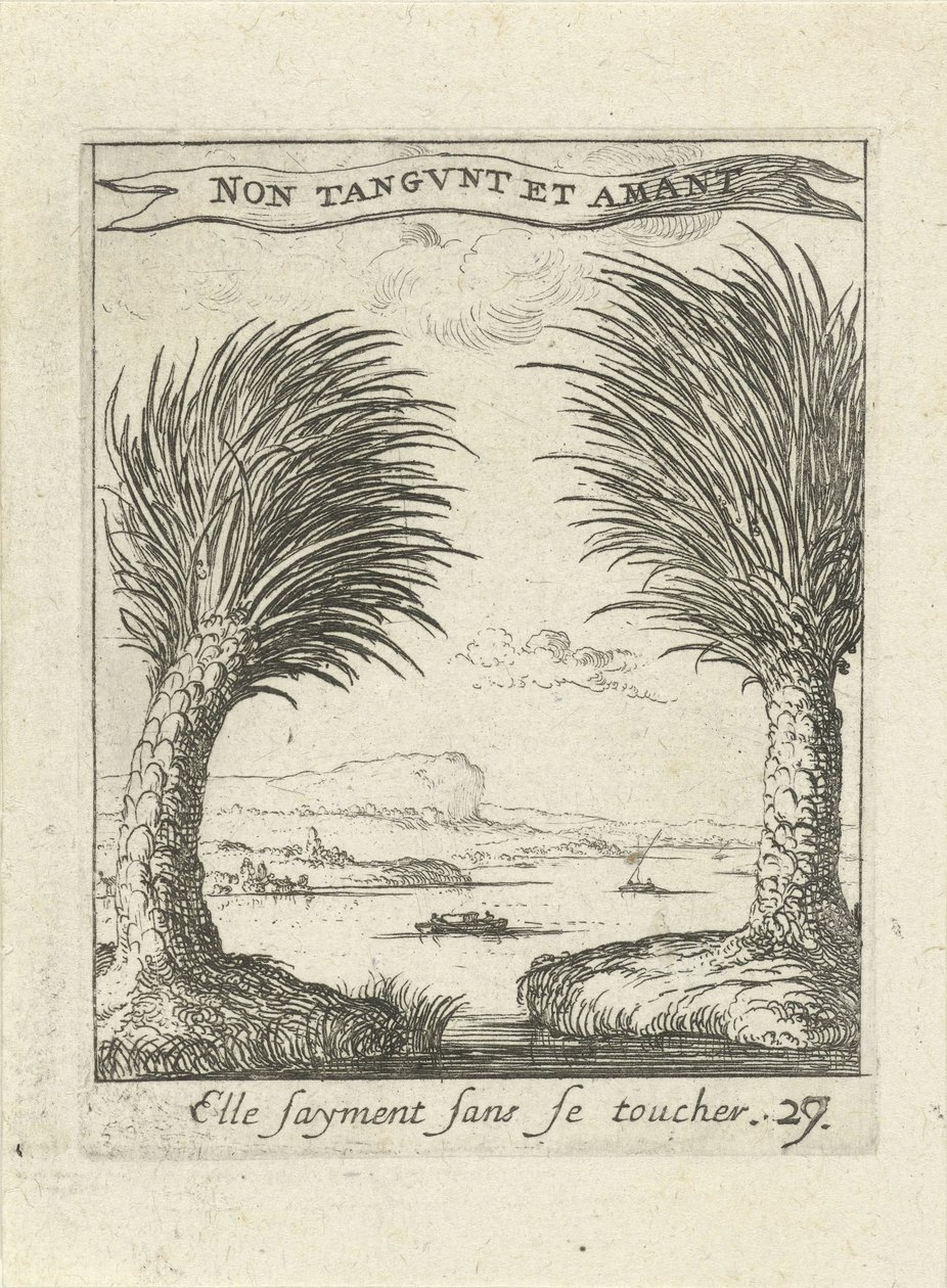 To palmer, adskilt fra hinanden Moralizing Love Emblems (serietitel) Devises et emblesmes d