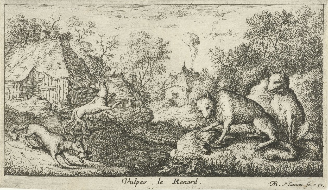 Ræv Vulpes Le Renard (titel på objekt) Forskellige dyrearter (serietitel) af Albert Flamen