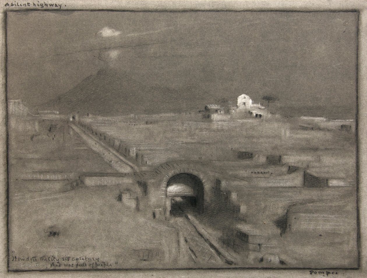 En stille vej, Pompei, ca. 1904 (akvarel) af Albert Goodwin