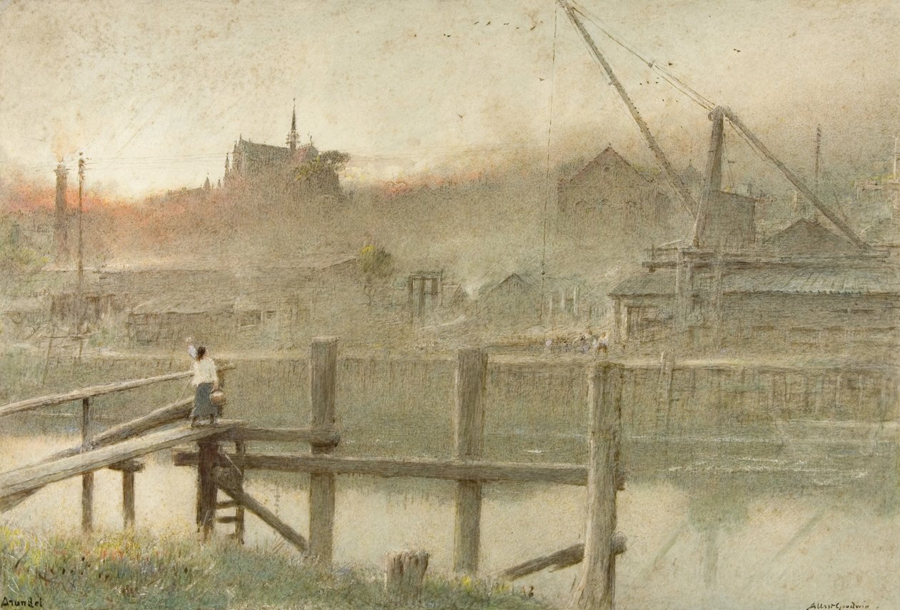 Arundel (akvarel, kropsfarve og blyant på papir) af Albert Goodwin
