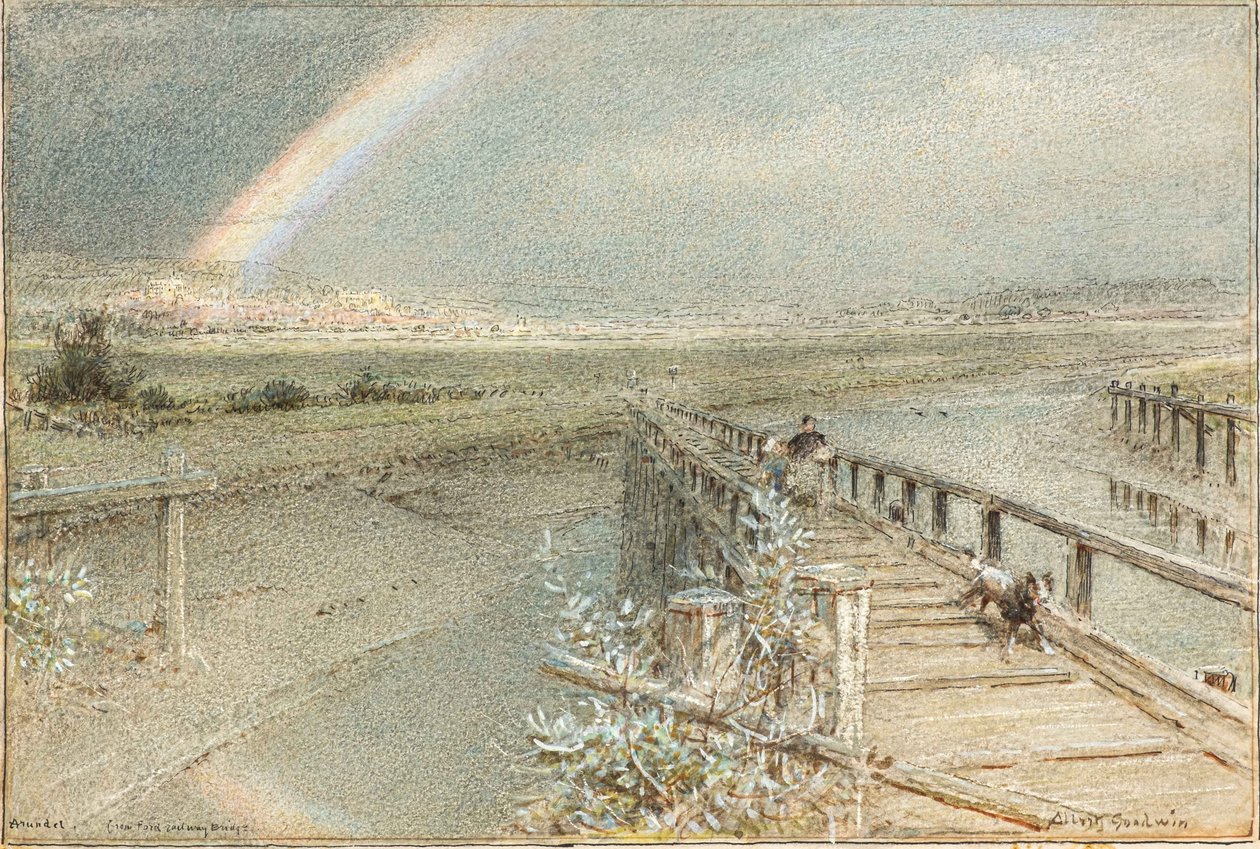 Arundel fra Ford Railway Bridge (akvarel) af Albert Goodwin