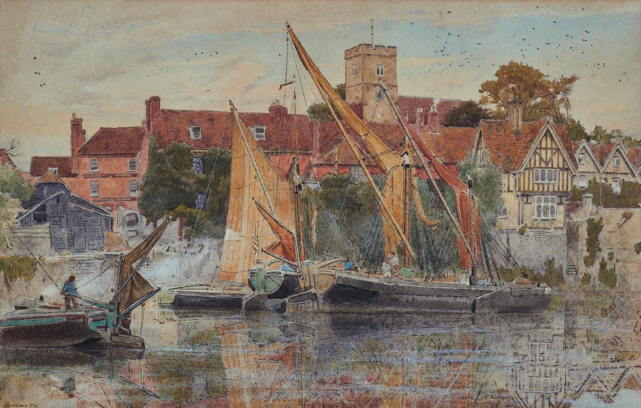 Aylesford på Medway af Albert Goodwin