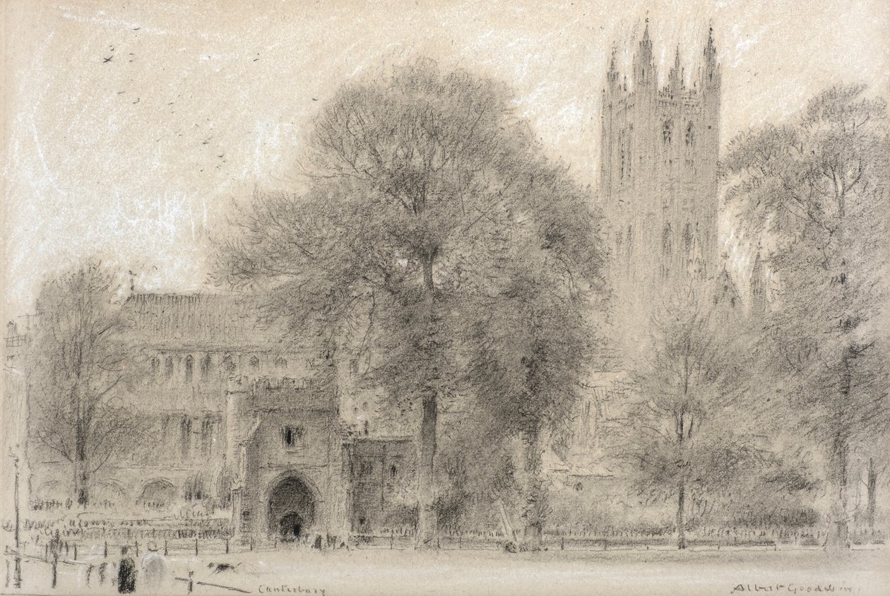 Canterbury (sort og hvidt kridt) af Albert Goodwin