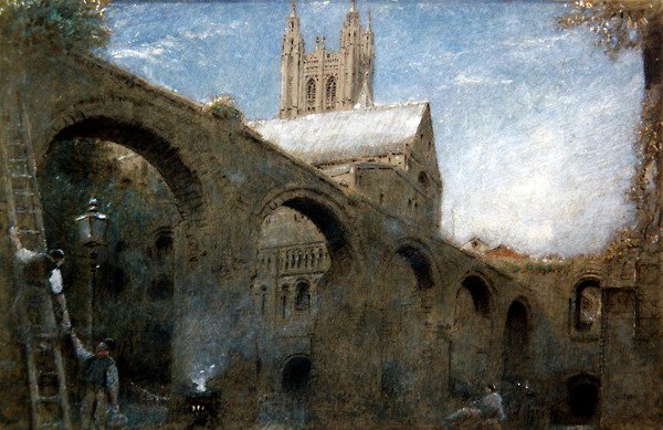 Canterbury (pen og blæk med akvarel og kropsfarve på papir) af Albert Goodwin