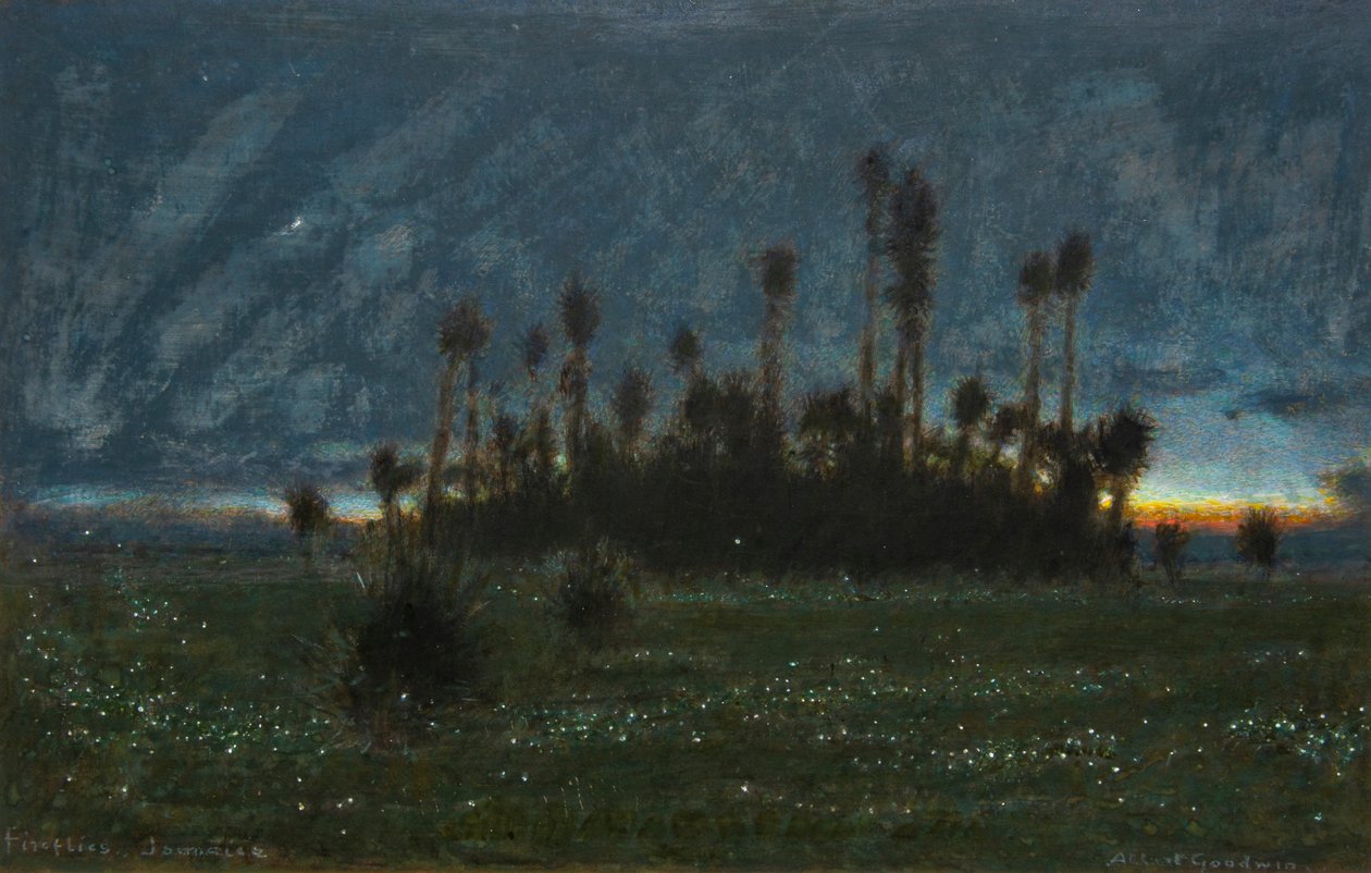 Ildfluer, Jamaica (akvarel med bodycolour) af Albert Goodwin