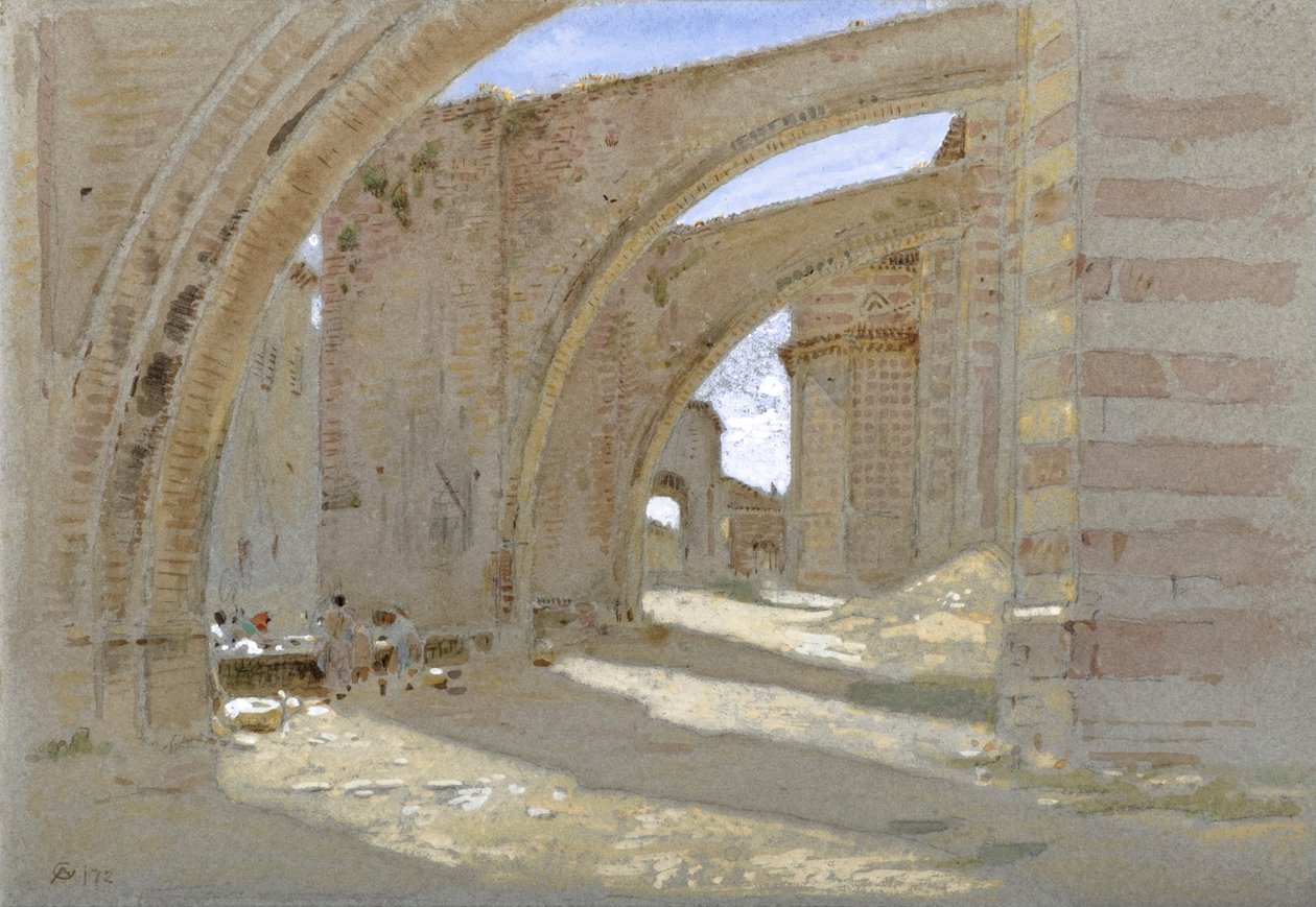 Flyvende støttepiller ved Asissi af Albert Goodwin