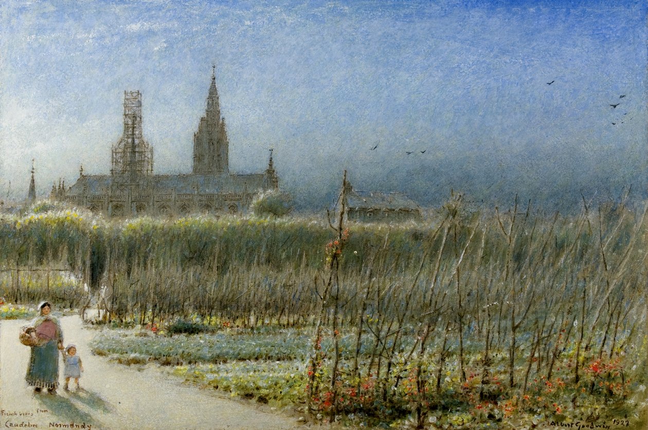 Franske bønner fra Caudebec, Normandiet af Albert Goodwin