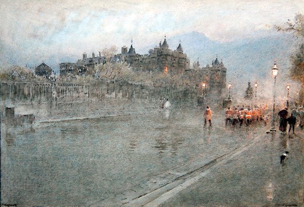 Holyrood, Edinburgh (pen og blæk med akvarel på papir) af Albert Goodwin